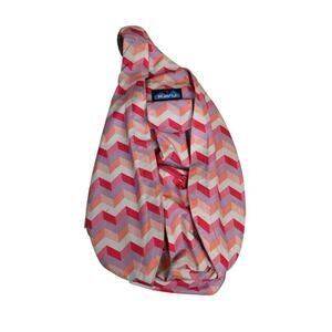 KAVU Chevron Pattern Crossbody Rope Strap Satchel Sling Bag